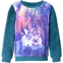 Bluza dziewczęca z polaru baranka bonprix niebieskozielony. Niebieskie bluzy dziewczęce bonprix, z nadrukiem, z elastanu, bez rękawów, bez kaptura. Za 64,99 zł.