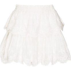 Spódnica LOVESHACKFANCY RUFFLE. Białe spódniczki damskie LoveShackFancy, z haftami, z bawełny. W wyprzedaży za 1096,00 zł.