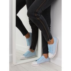 Niebieskie licowe trampki CHYLER. Niebieskie buty sportowe damskie FunKee.pl, bez wzorów, z tkaniny, klasyczne. Za 75,59 zł.