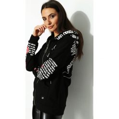 Bluzy rozpinane damskie: Czarna Bluza Rose&Skull