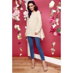 Sweter z szyfonem na bokach beżowy. Brązowe swetry damskie Lemoniade, s, bez wzorów, z szyfonu, bez rękawów, bez kaptura. Za 149,90 zł.