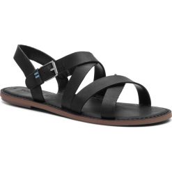 Sandały TOMS - Sicily 10013453 Black Leather. Czarne klapki damskie Toms, bez wzorów, ze skóry, bez obcasa. W wyprzedaży za 219,00 zł.