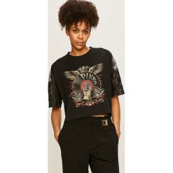 Pinko - T-shirt. Czarne topy damskie Pinko, s, bez wzorów, z bawełny, z okrągłym kołnierzem. Za 519,90 zł.