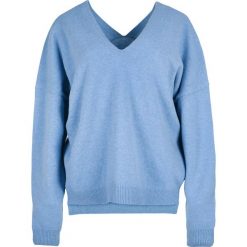 Błękitny Sweter z Kaszmiru i Wełny Calm Day. Niebieskie swetry damskie Veva, na zimę, s, bez wzorów, z wełny, bez rękawów, bez kaptura. Za 229,00 zł.