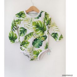 Body - Peonies - cztery wersje. Białe body niemowlęce Pakamera, bez wzorów, z jersey, z długim rękawem. Za 69,00 zł.