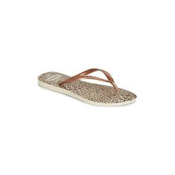 Japonki Havaianas SLIM ANIMALS. Żółte klapki damskie Havaianas, bez wzorów, bez obcasa. Za 83,30 zł.