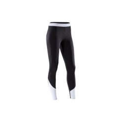 Legginsy fitness kardio 120 damskie. Czarne legginsy damskie do fitnessu marki DOMYOS, xl, z elastanu, z podwyższonym stanem. W wyprzedaży za 44,99 zł.
