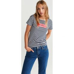 Mango - T-shirt Mnglogo5. Białe bluzki damskie Mango, xl, z nadrukiem, z bawełny, casualowe, z okrągłym kołnierzem. Za 29,90 zł.