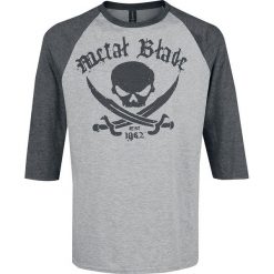 Metal Blade Pirate Logo Koszulka Raglan jasnoszary/ciemnoszary. Szare koszulki męskie marki Metal Blade, l, bez wzorów, bez kołnierzyka, bez rękawów. Za 99,90 zł.