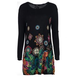 Desigual Sweter Damski Diane Xs, Czarny. Czarne swetry damskie Desigual, xs, bez wzorów, z materiału, z długim rękawem, długie, bez kaptura. W wyprzedaży za 335,00 zł.