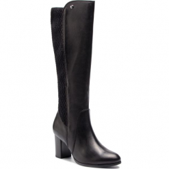 Kozaki CAPRICE - 9-25528-21 Black Nappa 022. Czarne buty zimowe damskie Caprice, z materiału, na obcasie. W wyprzedaży za 339,00 zł.