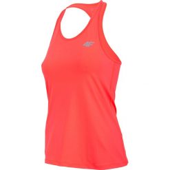 Top treningowy damski TSDF305 - czerwony neon. Czerwone topy damskie 4f, bez wzorów, z dzianiny, z dekoltem na plecach. Za 49,99 zł.