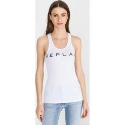 Replay Podkoszulek Biały. Białe podkoszulki damskie Replay, s, z nadrukiem, z elastanu, bez kołnierzyka, bez rękawów. Za 154,95 zł.
