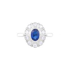 Pierścionek - platyna 950, Brylant 0,31ct,szafir. Szare pierścionki damskie W.KRUK, z szafirem, platynowe. Za 17900,00 zł.