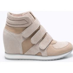 Gino Rossi - Botki. Szare buty zimowe damskie marki Gino Rossi, w paski, z materiału, małe. Za 599,90 zł.