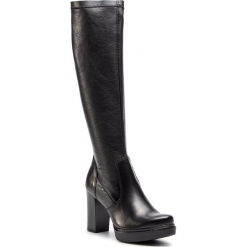 Kozaki SERGIO BARDI - Beura FW127357118CC 601. Czarne buty zimowe damskie Sergio Bardi, z materiału, na obcasie. W wyprzedaży za 299,00 zł.