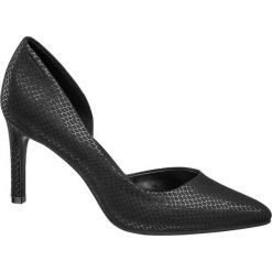 Szpilki damskie Catwalk czarne. Czarne szpilki Catwalk, bez wzorów, z materiału, bez obcasa, na obcasie, bez zapięcia. Za 119,90 zł.