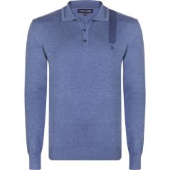 Sweter w kolorze niebieskim. Niebieskie swetry męskie Giorgio di Mare, s, z haftami, z bawełny, polo, bez kaptura. W wyprzedaży za 139,95 zł.