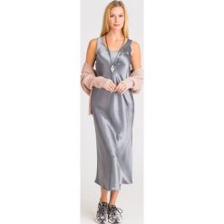 SUKIENKA TALETE Max Mara Leisure. Szare sukienki damskie Max Mara Leisure, na imprezę, z aplikacjami, z okrągłym kołnierzem, bez rękawów, maxi. Za 605,40 zł.