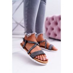 Damskie Sandały Lu Boo Z Cyrkoniami 406-5 Czarne Stella. Czarne sandały damskie Tagless, w paski, eleganckie, bez obcasa, z paskami. Za 59,00 zł.
