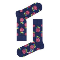 Skarpety Happy Socks Pineapple (PIN01-6000). Niebieskie skarpetki damskie Happy Socks, z bawełny. Za 23,99 zł.