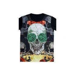 T-shirt SKULL with green eyes. Czarne t-shirty damskie Missspark, s, bez wzorów, z bawełny, bez kołnierzyka. Za 139,00 zł.