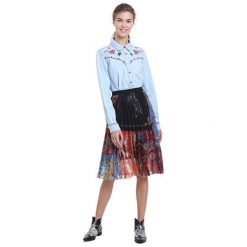 Desigual Damska Spódnica Fal Valeria Tutti Fruti 18Wwfw14 9019 (Rozmiar 44). Szare spódniczki damskie marki Desigual, bez wzorów, midi. W wyprzedaży za 227,00 zł.