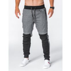 Spodnie męskie dresowe P642 - grafitowe. Szare spodnie męskie Ombre Clothing, s, bez wzorów, z bawełny. Za 55,00 zł.