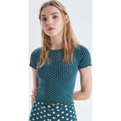 Bluzka w kropki - Khaki. Brązowe bluzki damskie Cropp, s, bez wzorów, bez kołnierzyka, bez rękawów. Za 39,99 zł.