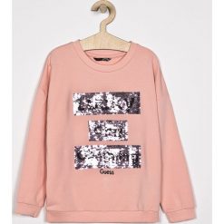 Guess Jeans - Bluza dziecięca 118-175 cm. Różowe bluzy dziewczęce Guess Jeans, z nadrukiem, z elastanu, bez rękawów, bez kaptura. W wyprzedaży za 119,90 zł.