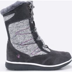 Bearpaw - Śniegowce Aretha. Szare botki damskie marki Bearpaw, ze skóry, na sznurówki. W wyprzedaży za 299,90 zł.