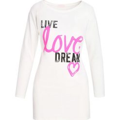Biała Bluzka Live Dream. Białe bluzki longsleeves Born2be, l, z nadrukiem, z okrągłym kołnierzem. Za 24,99 zł.