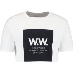 Wood Wood SQUARE Tshirt z nadrukiem bright white. Białe koszulki polo męskie marki Wood Wood, m, z nadrukiem, z bawełny. Za 229,00 zł.