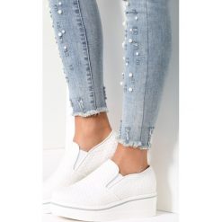 Trampki damskie slip on: Białe Slip On Retro