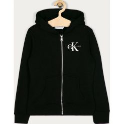 Calvin Klein Jeans - Bluza dziecięca 140-176 cm. Czarne bluzy dziewczęce Calvin Klein Jeans, bez wzorów, z bawełny, bez rękawów, z kapturem. Za 339,90 zł.
