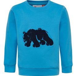 Bluza "Sirius 782" w kolorze niebieskim. Niebieskie bluzy niemowlęce LEGO Wear, z aplikacjami, z materiału, bez rękawów, bez kaptura. W wyprzedaży za 62,95 zł.