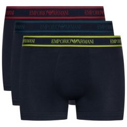 Komplet 3 par bokserek Emporio Armani Underwear 111357 9A717 40035. Niebieskie bokserki męskie Emporio Armani Underwear, bez wzorów, z elastanu. W wyprzedaży za 149,00 zł.