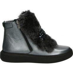 Botki - 115829R904 GR. Czarne botki damskie na zamek Venezia, ze skóry. Za 429,00 zł.