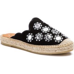 Espadryle KANNA - 19KV9562 Ante Negro. Czarne espadryle damskie marki Kanna, z aplikacjami, ze skóry, bez obcasa. Za 409,00 zł.