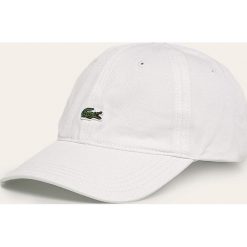 Lacoste - Czapka. Białe czapki męskie Lacoste, bez wzorów, z bawełny. W wyprzedaży za 179,90 zł.