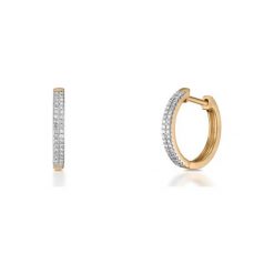 Kolczyki damskie: Zjawiskowe Kolczyki Złote – złoto żółte 585, Diament 0,14ct