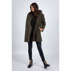 Płaszcz przejściowy w kolorze khaki. Brązowe kurtki damskie Snowie Collection, l, bez wzorów, długie, bez kaptura. W wyprzedaży za 159,95 zł.