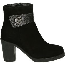 Botki - 950901 SUE812. Czarne botki damskie na zamek Venezia, ze skóry. Za 389,00 zł.
