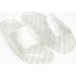 Transparentne klapki z brokatem - Wielobarwn. Szare klapki damskie House, bez wzorów, bez obcasa. Za 49,99 zł.