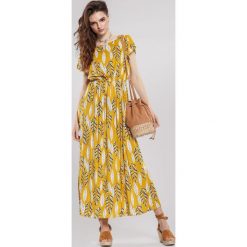 Żółta Sukienka Lay Back. Żółte sukienki damskie other, xl, bez wzorów, z okrągłym kołnierzem, z krótkim rękawem, krótkie, mini. Za 79,99 zł.