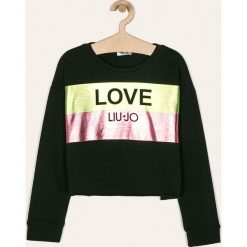 Liu Jo - Bluza dziecięca 128-170 cm. Czarne bluzy dziewczęce Liu Jo, z nadrukiem, z bawełny, bez rękawów, bez kaptura. Za 389,90 zł.