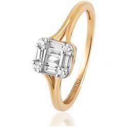 Złoty Pierścionek - złoto 585, Brylant 0,08ct,diament 0,24ct. Żółte pierścionki damskie W.KRUK, z brylantem, złote. Za 5990,00 zł.