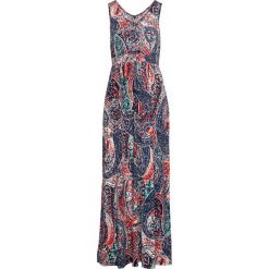 Długa sukienka bonprix ciemnoniebieski z nadrukiem. Pomarańczowe sukienki damskie bonprix, z nadrukiem, bez kołnierzyka, z długim rękawem, długie, maxi. Za 129,99 zł.