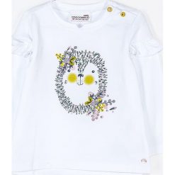 Coccodrillo - Longsleeve dziecięcy 62-86 cm. Białe bluzki dziewczęce COCCODRILLO, z nadrukiem, z dzianiny, z okrągłym kołnierzem, z długim rękawem, długie, bez kaptura. Za 39,90 zł.