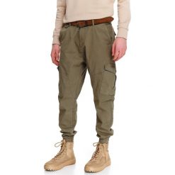 Spodnie joggery. Zielone spodnie męskie Top Secret, na co dzień, na wiosnę, m, w paski. Za 129,99 zł.